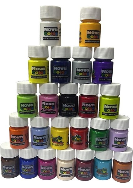 Akrilik Boya 24 Renk 17 ml 1 Paket Nova Color Akrilik Boya Seti 24 Lü Kağıt Tuval Ahşap Cam Duvar Metal Boyama modelleri