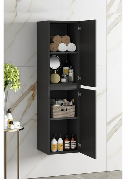 Banyo Boy Dolabı 130 cm 4 Bölmeli Çift Kapaklı Komple Renkli Mdf