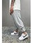 Unisex Gri Bol Kalıp Paçası Lastikli Oversize Eşofman Altı Jogger Büyük Beden Eşofman Altı 3