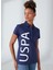 Bisiklet Yaka Baskılı Lacivert Kadın T-Shirt GUAY 2