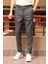 Erkek Gri Ekose Desen Slim-fit Poliviskon Pantolon 1