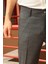 Erkek Gri Ekose Desen Slim-fit Poliviskon Pantolon 5