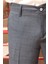 Erkek Lacivert Ekose Desen Slim-fit Poliviskon Pantolon 4