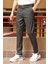 Erkek Siyah Ekose Desen Slim-fit Poliviskon Pantolon 2