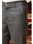 Erkek Siyah Ekose Desen Slim-fit Poliviskon Pantolon 4