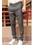 Erkek Antrasit Ekose Desen Slim-fit Poliviskon Pantolon 1