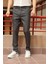 Erkek Antrasit Ekose Desen Slim-fit Poliviskon Pantolon 2