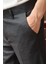 Erkek Antrasit Ekose Desen Slim-fit Poliviskon Pantolon 5