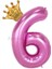 Pembe Taçlı Rakam Balon Seti Pembe 6 Yaş Balon Set Doğum Günü Balon Seti 1