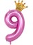 Pembe Taçlı Rakam Balon Seti Pembe 9 Yaş Balon Set Doğum Günü Balon Seti 1