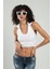 Polo Yaka Beyaz Renkli Kadın Saç Örgülü Yuvarlak Açmalı Spor Triko Bluz Atlet Crop Top SFYZ1010 1