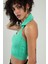 Polo Yaka Fıstık Yeşil Renkli Kadın Saç Örgülü Yuvarlak Açmalı Spor Triko Bluz Atlet Crop Top SFYZ1010 4