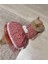 Beyaz Çiçek Desenli Fiyonklu Kırmızı Kedi Köpek Kıyafeti Elbisesi 5