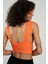 Turuncu Renkli Kadın Özel Sprey Boyamalı V Yakalı Spor Triko Atlet Büstiyer Crop Top Bluz SFYZ1013 5