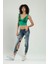 Benetton Yeşil Renkli Kadın Özel Sprey Boyamalı V Yakalı Spor Triko Atlet Büstiyer Crop Top Bluz SFYZ1013 2