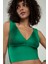Benetton Yeşil Renkli Kadın Özel Sprey Boyamalı V Yakalı Spor Triko Atlet Büstiyer Crop Top Bluz SFYZ1013 4