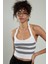 Siyah-beyaz Renkli Kadın Spor Kendinden Askılı Çizğili Fitil Örgülü Triko Badi Büstiyer Crop Top SFYZ1015 4