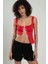 KIRMIZI RENKLİ KADIN SPOR OMUZDAN ZİNCİRLİ KUŞ GÖZÜ ZİNCİR BAĞLAMALI TRİKO ATLET BÜSTİYER CROP TOP 1