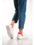 MB6303-BK Kadın Kalın Taban Kırmızı Beyaz Hakiki Deri Sneaker & Spor Ayakkabı 3