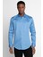 Slim Fit Koton Saten Premium Seri Erkek Mavi Gömlek 2