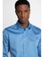 Slim Fit Koton Saten Premium Seri Erkek Mavi Gömlek 3