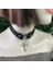 Favoriconsept - Siyah Basic Embossed Cross Halkalı Deri Choker 1