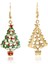 4x1 Çift Alaşım Renkli Noel Teması Moda Kanca I Noel Ağacı 4 Adet Küpe (Yurt Dışından) 5