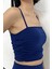 Due Stelle Saks Royal Blue Jarse Büzgülü Askılı Crop Bluz 2