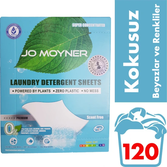 Jo Moyner Kokusuz Çamaşır Deterjanı Doğal Organik Yaprak Deterjan 120 Kullanım