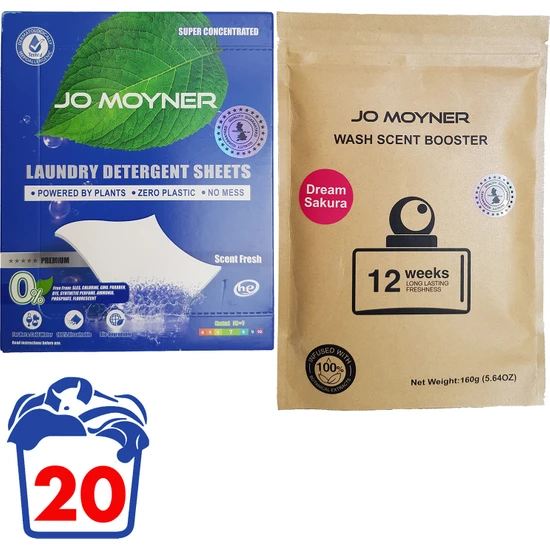 Jo Moyner Bahar Kokulu Çamaşır Deterjanı ve Japon Kirazı Çamaşır Parfümü Yumuşatıcı 20 Kullanım Set
