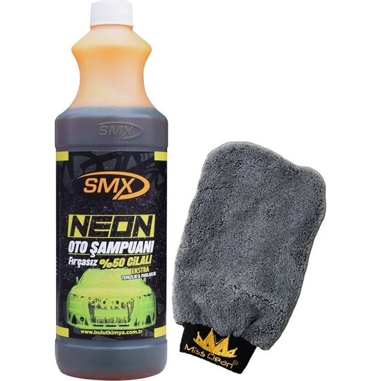 Smx Neon %50 Cilalı Fırçasız Oto Şampuanı 1 Lt. - Mikrofiber Oto Yıkama Eldiveni