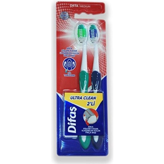 Difaş Eks Ticaret Difaş Ultra Clean 2'Li Diş Fırçası Orta (  Renk)