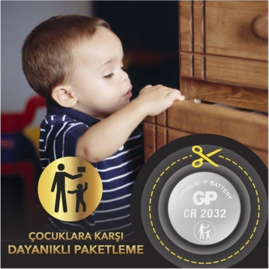 GP Batteries CR2032 Lityum Düğme Pil, 3 Volt, 5'li Kart Fiyatı