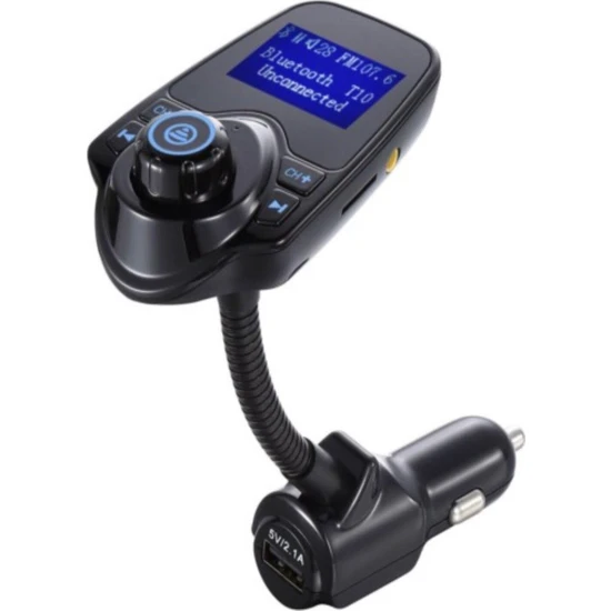 Kingboss USB Sd Kart Girişli Transmitter Aux Fm Mp3 Çalar Fonksiyonlu Bluetooth Araç Kiti T10