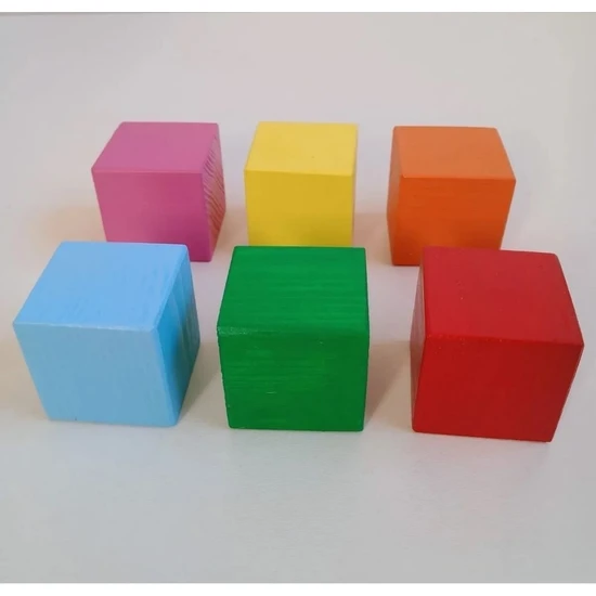 Moccotoys Montessori Renkli Küpler 6 Lı (Masif Ahşap)
