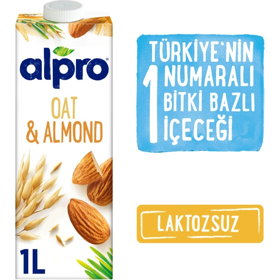 Alpro Yulaf & Badem İçeceği 1lt Laktozsuz Bitkisel Vegan Süt