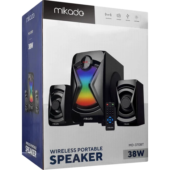 Mikado Speaker Hoparlör 2+1 LED Işıklı Wireless Bluetoot 38W MD-370BT 36903 5790