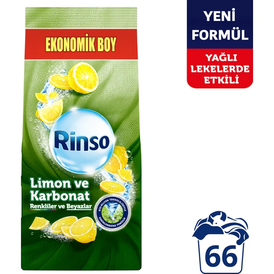 Rinso Toz Çamaşır Deterjanı Limon ve Karbonat Renkliler ve Beyazlar İçin 10 KG
