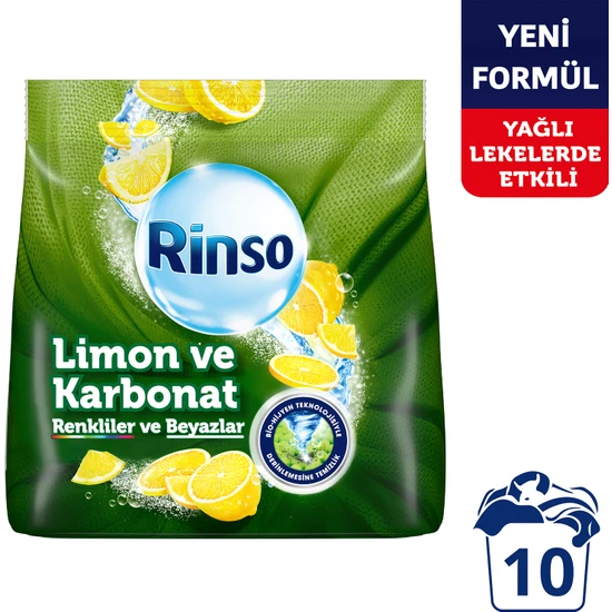 Rinso Toz Çamaşır Deterjanı Limon ve Karbonat Renkliler ve Beyazlar İçin Derinlemesine Temizlik 1;5 KG
