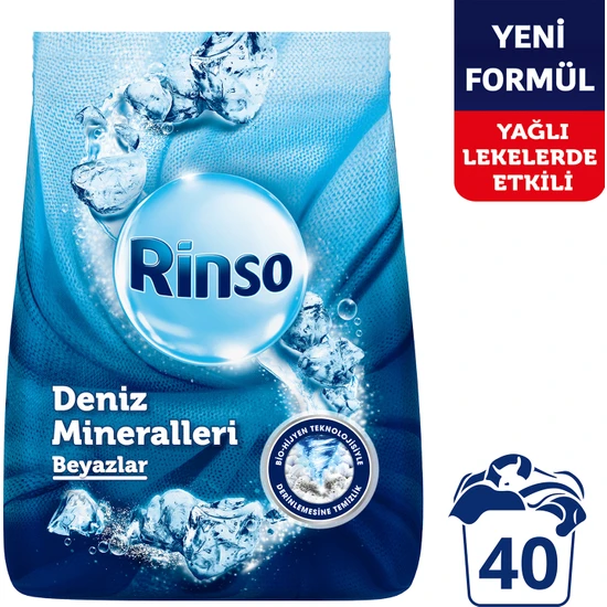Rinso Toz Çamaşır Deterjanı Deniz Mineralleri Beyazlar İçin Derinlemesine Temizlik 6 KG