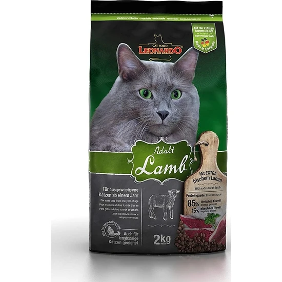 Leonardo Adult Lamb 2 kg – Yetişkin Kediler Için Kuzu Etli Kedi Kuru Maması