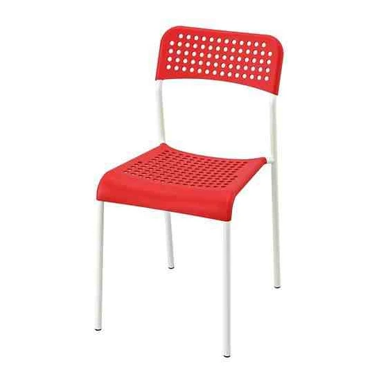 Ikea -Akdeniz-Adde Kırmızı-Beyaz Plastik Sandalye