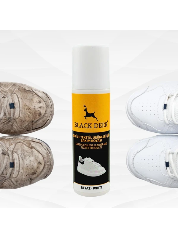 Black Deer Beyaz Ayakkabı,deri ve Kumaş Boyası,sneaker Beyaz Ayakkabı Temizleyici,deri,kanvas Boya 75 ml