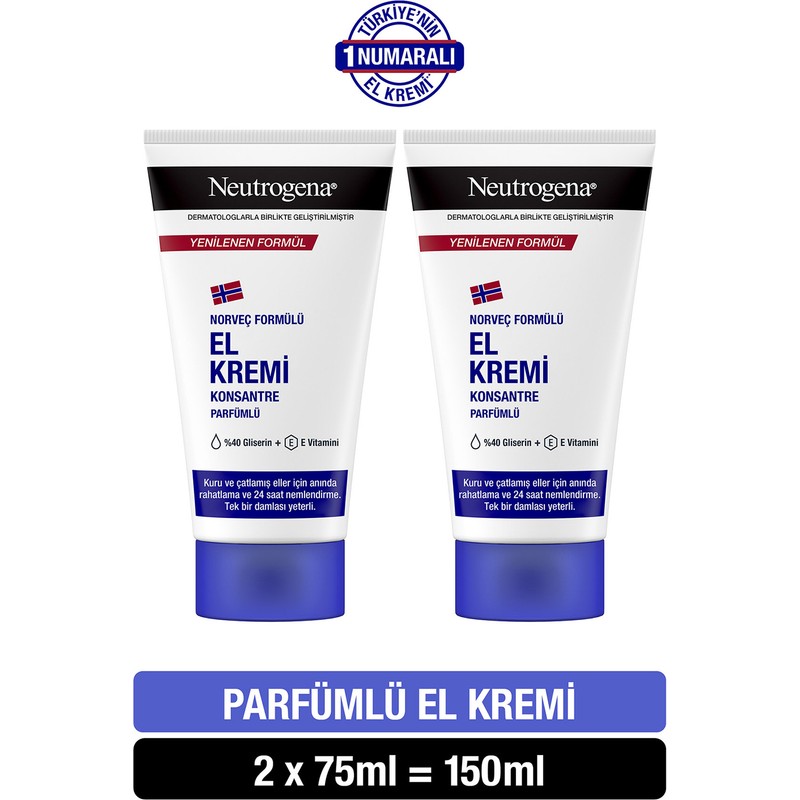 Neutrogena Parfümlü El Kremi 75 ml X 2 Norveç Formülü ile Hızlı Emilim Sağlar