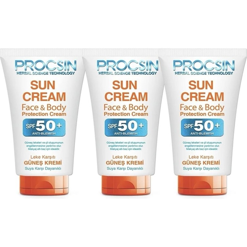 Procsin Procsın 3 Adet Güneş Kremi (50ML) SPF50 Leke Karşıtı Bakım Kremi Vücut İçin Suya Dayanıklı