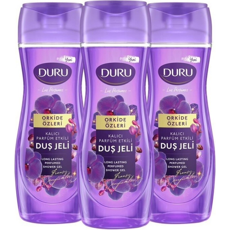 Duru Orkide Özlü Duş Jeli Kalıcı Parfüm Etkisiyle 3X450ML Ferahlatıcı Kullanım