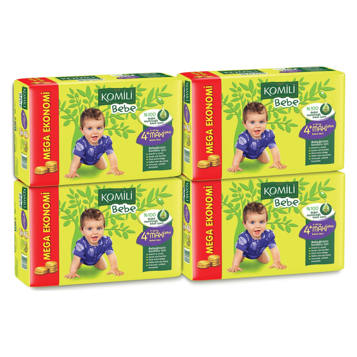 Komili Bebe Bebek Bezi 4+ Beden 4�lü Mega Paket 168 Adet Fiyatı