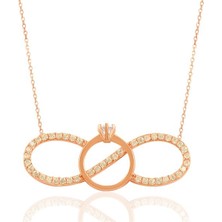 Osmanlı Gümüş Sevgiliye Hediye Sonsuzluk Ve TekTaşlı Rose Bayan Gümüş Kolye