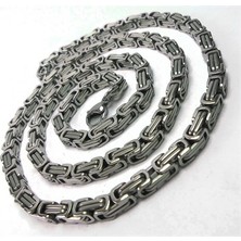 Osmanlı Gümüş Erkek Çelik Kral Zincir Kolye İnce Model 4Mm