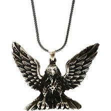 Osmanlı Gümüş Kartal Beşiktaş Gümüş Erkek Kolye Zincir Büyük